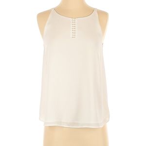 White sleeveless top with ladder stitching